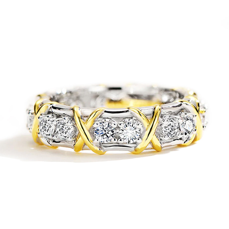 Radiant Harmony Ring: 18k Gold-Plated Silver with Natural Zircon