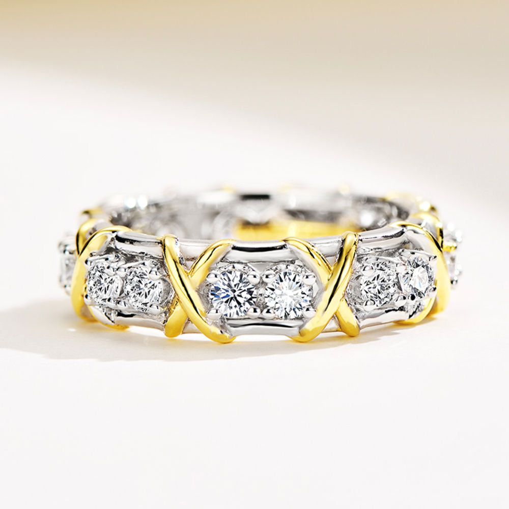 Radiant Harmony Ring: 18k Gold-Plated Silver with Natural Zircon