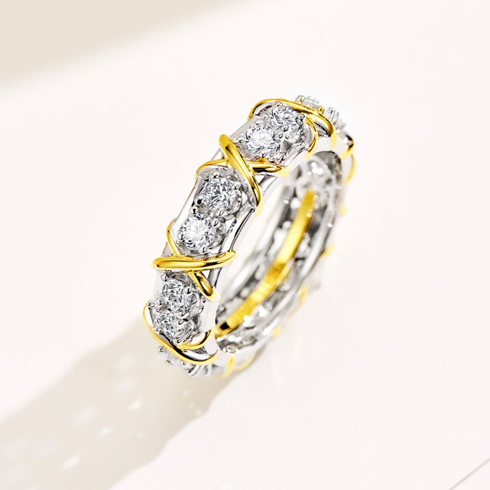 Radiant Harmony Ring: 18k Gold-Plated Silver with Natural Zircon