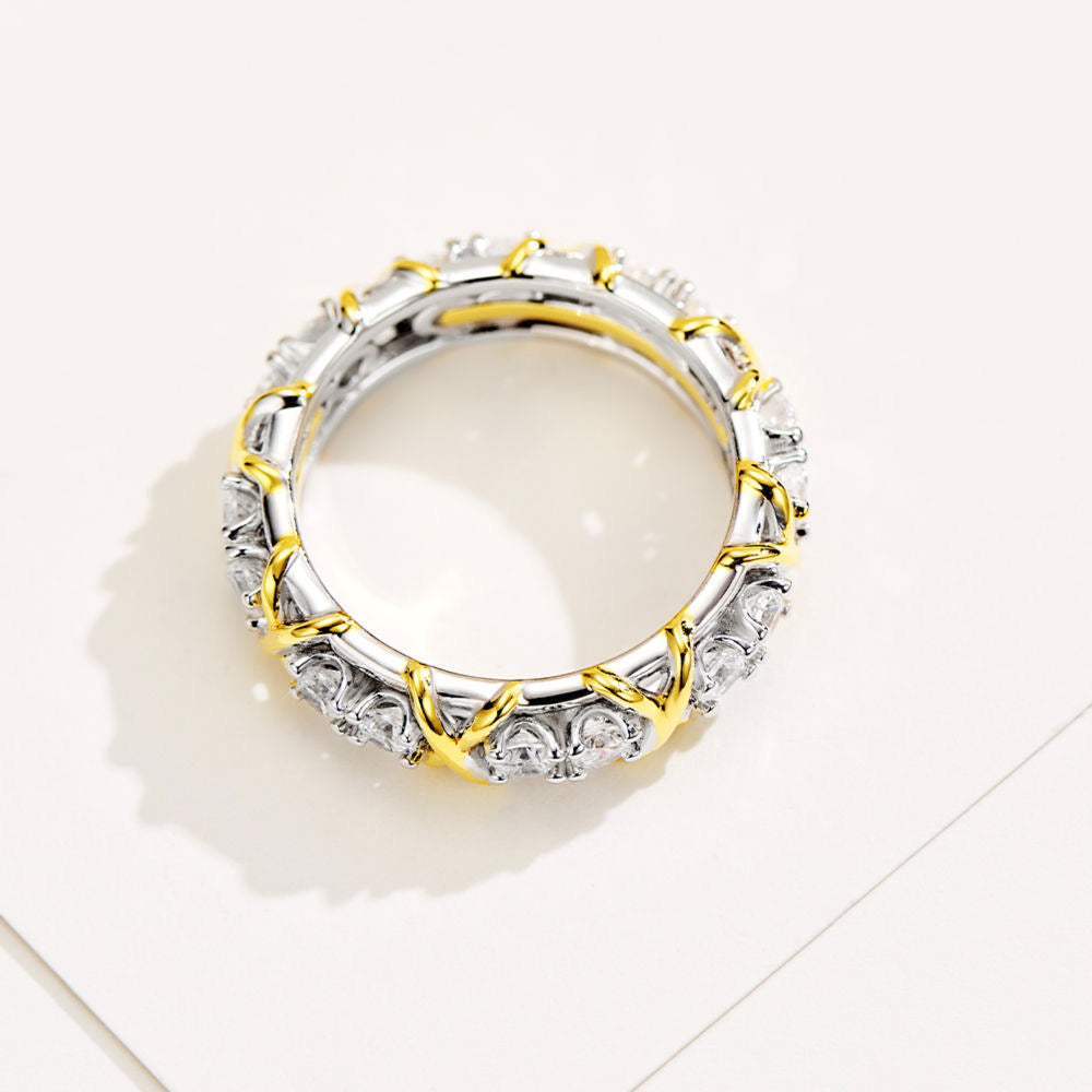 Radiant Harmony Ring: 18k Gold-Plated Silver with Natural Zircon