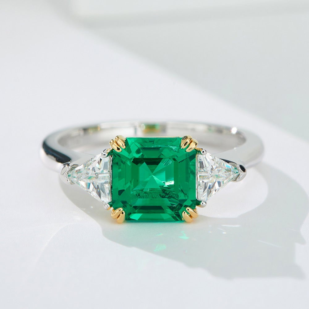 Radiant 1.5 CT Vivid Green Lab-Created Colombian Emerald Ring