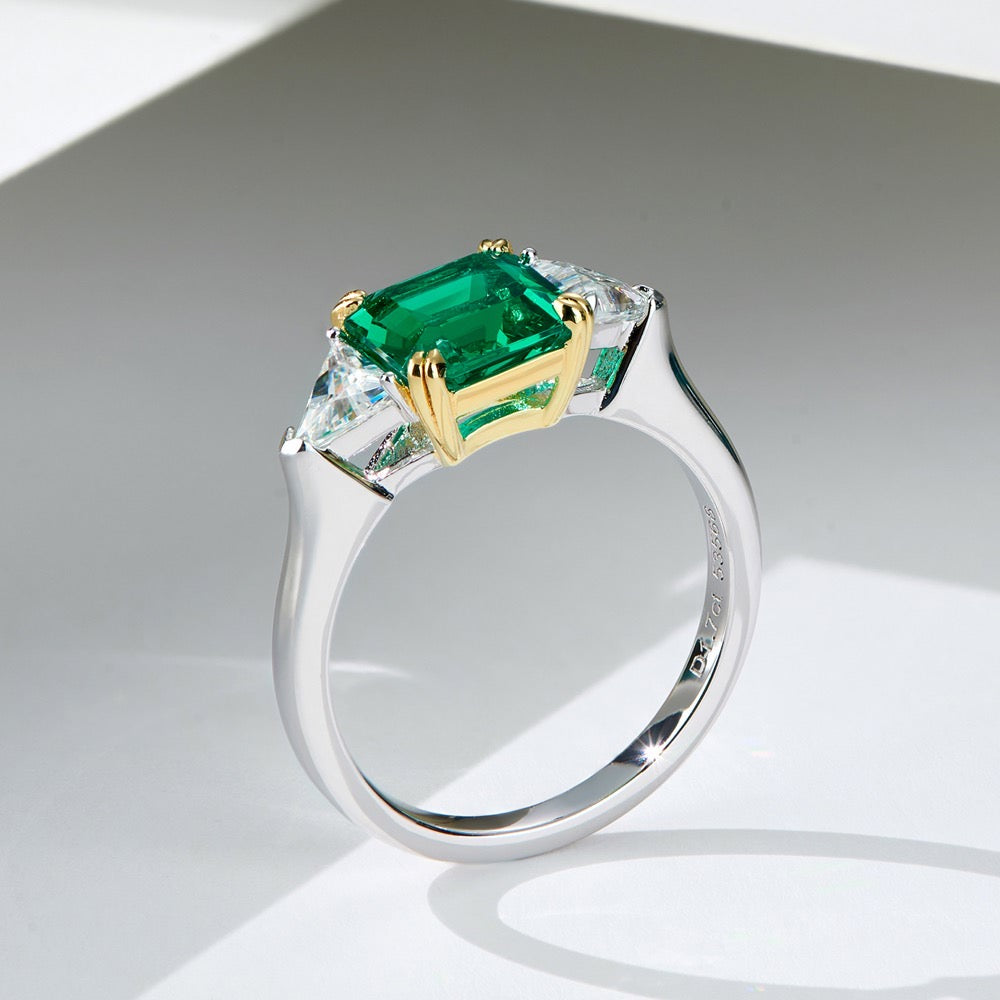 Radiant 1.5 CT Vivid Green Lab-Created Colombian Emerald Ring