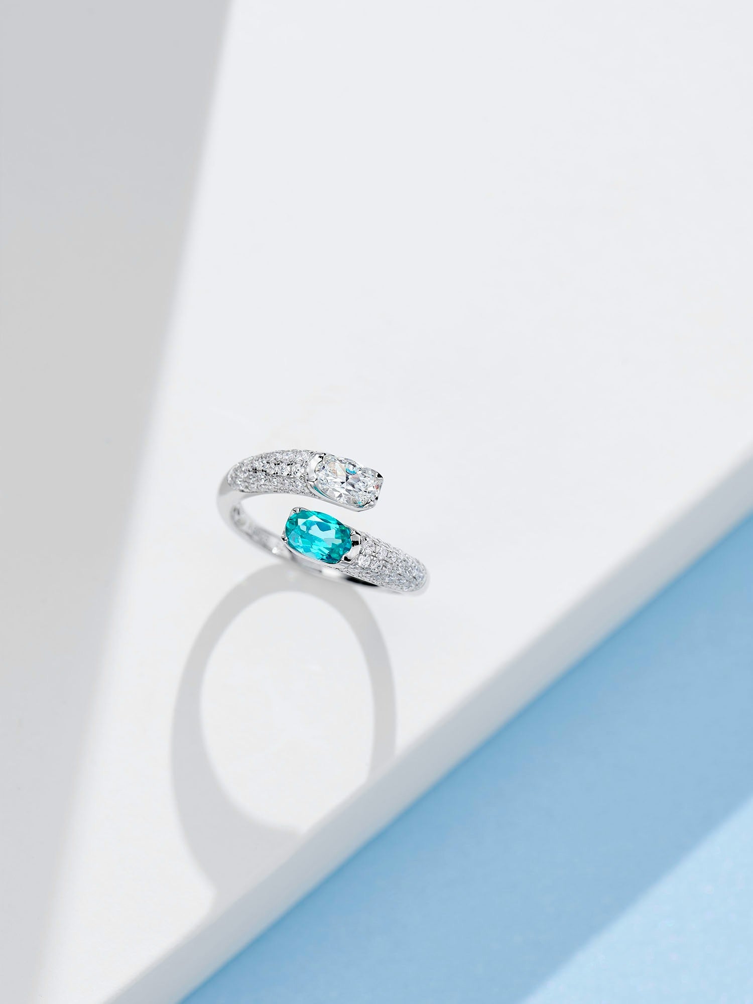 Captivating Paraiba Tourmaline and Zircon Open Ring