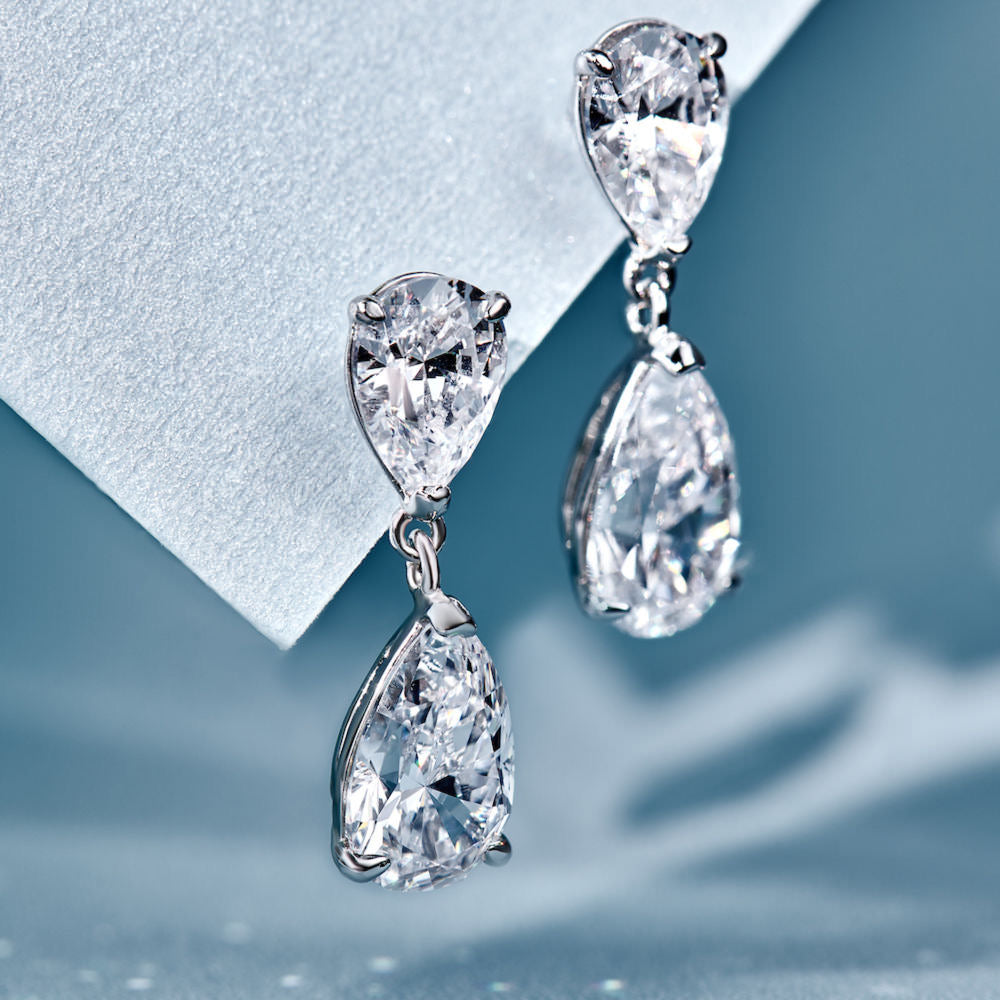 Classic Teardrop Zircon Earrings in 18K Gold Plating - Sophisticated Shine