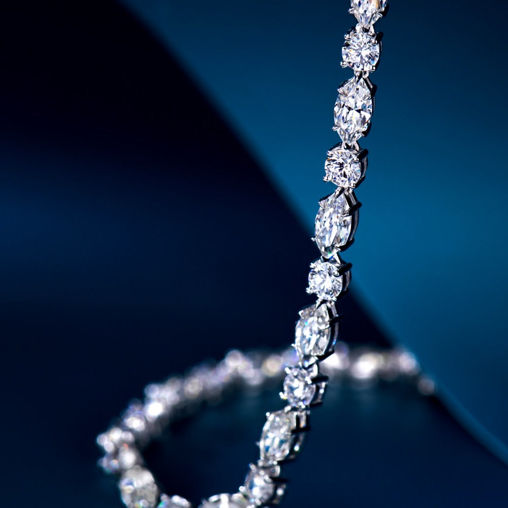 Timeless Elegance Bracelet: Silver-Gold Plated with Round and Marquise Natural Zircon