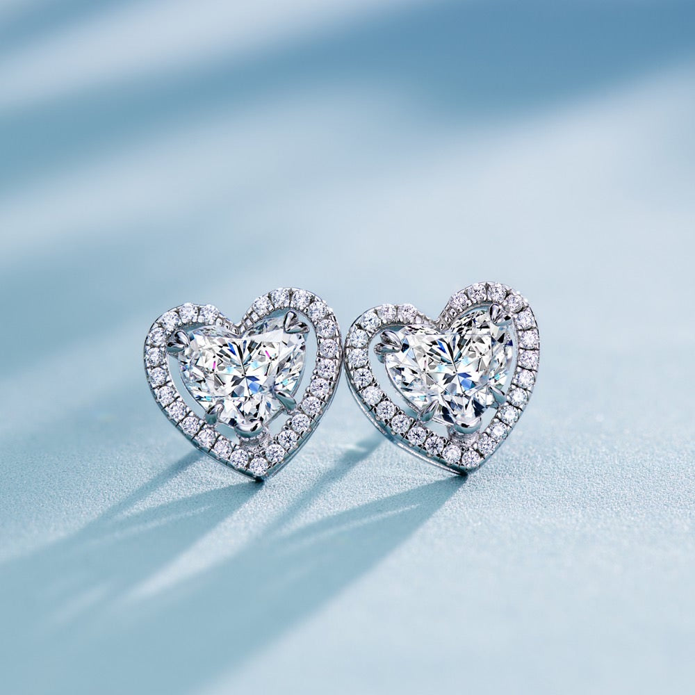 Romantic Heart-Shaped Zircon Jewelry Set in Sterling Silver