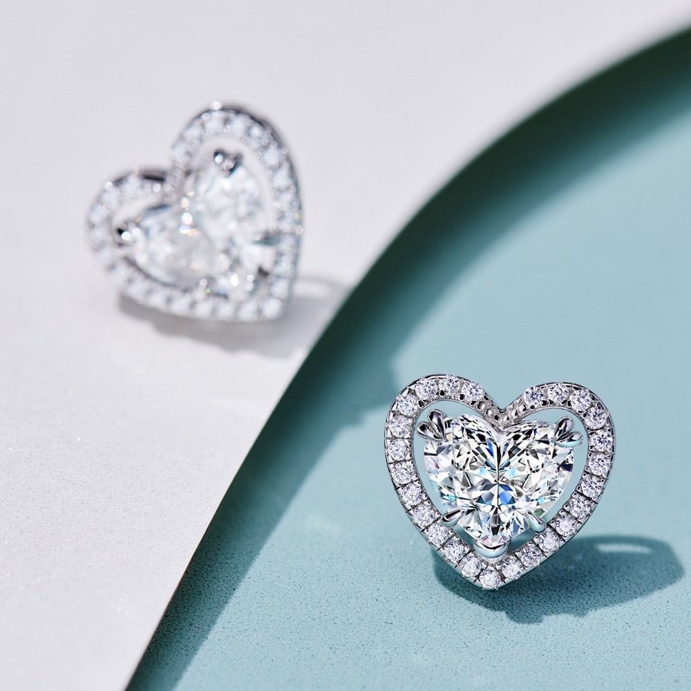 Romantic Heart-Shaped Zircon Jewelry Set in Sterling Silver