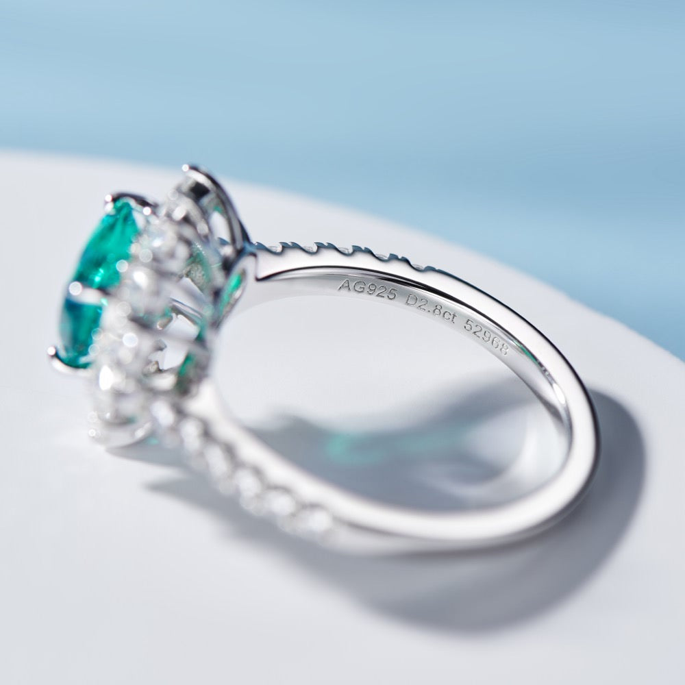 Radiant Vivid Green Heart Ring with 1.5 CT Lab-Created Colombian Emerald