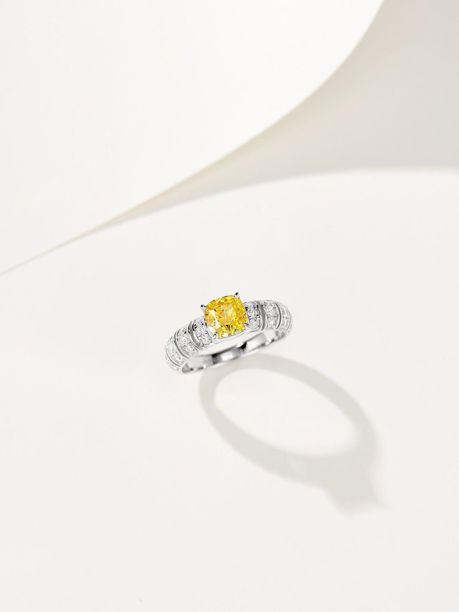 Sunlit Splendor: Yellow Zircon Encrusted Sterling Silver Ring