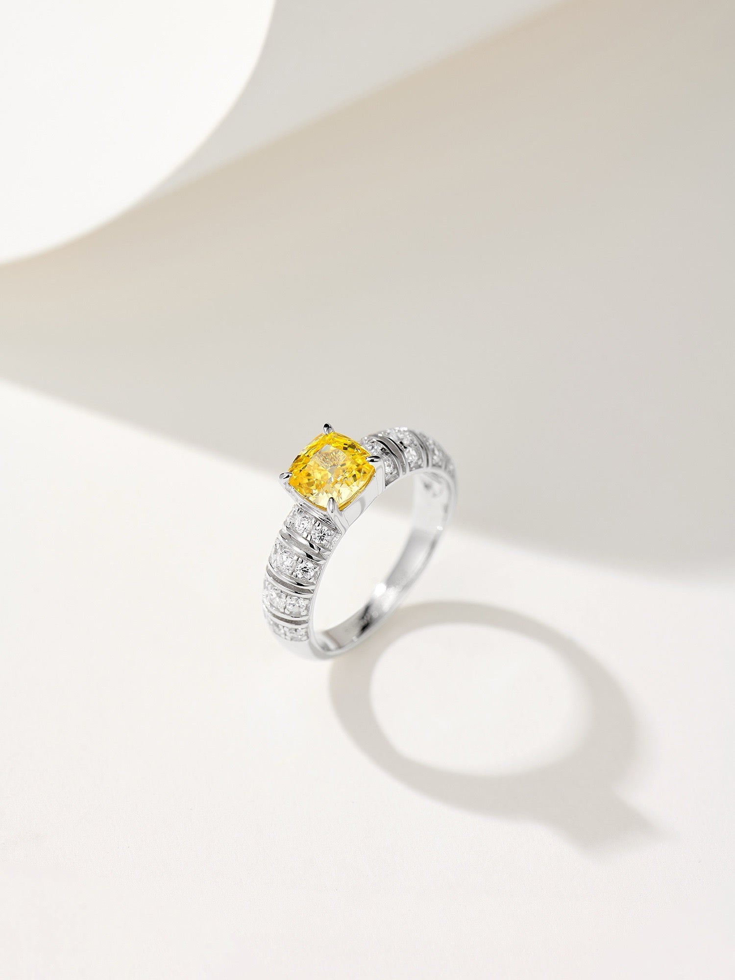 Sunlit Splendor: Yellow Zircon Encrusted Sterling Silver Ring