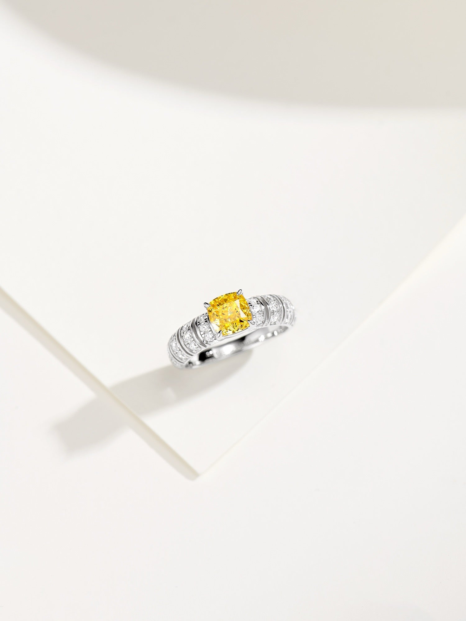 Sunlit Splendor: Yellow Zircon Encrusted Sterling Silver Ring