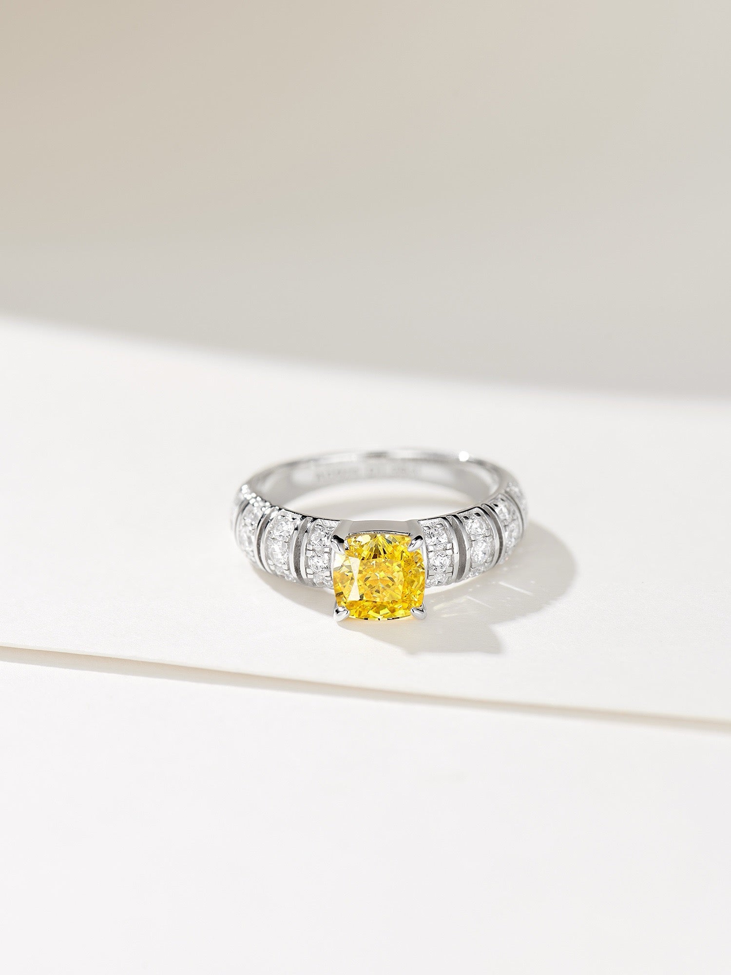 Sunlit Splendor: Yellow Zircon Encrusted Sterling Silver Ring