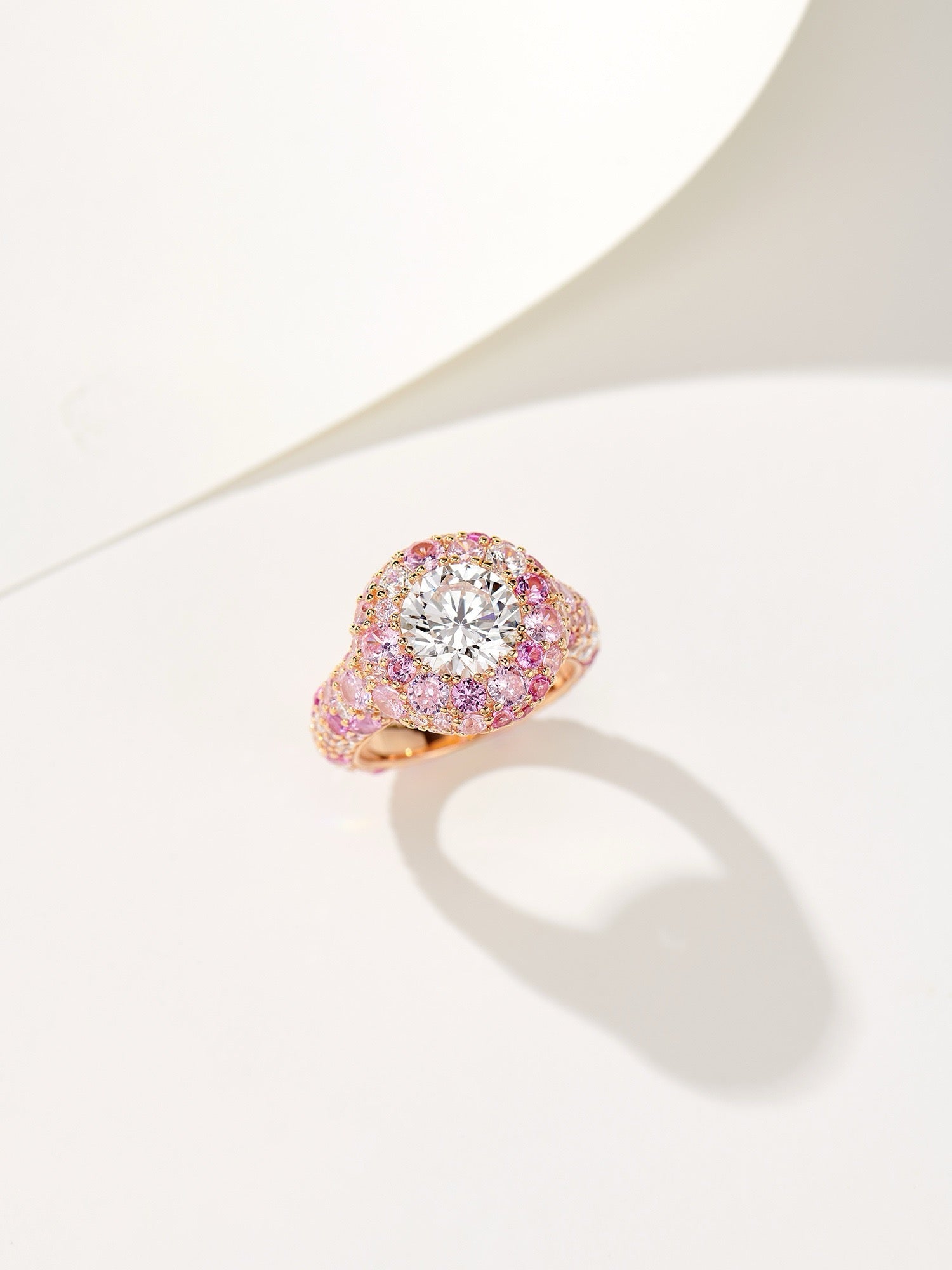 Rosy Rapture: Rose Gold-Plated Silver Ring with Pink Natural Zircon