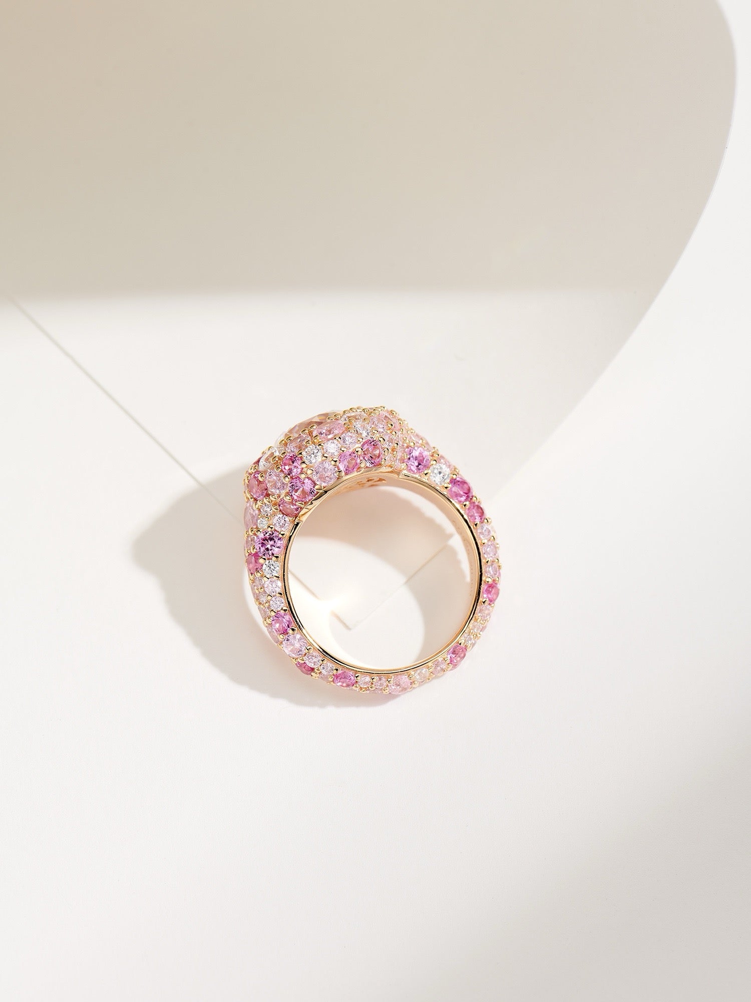 Rosy Rapture: Rose Gold-Plated Silver Ring with Pink Natural Zircon