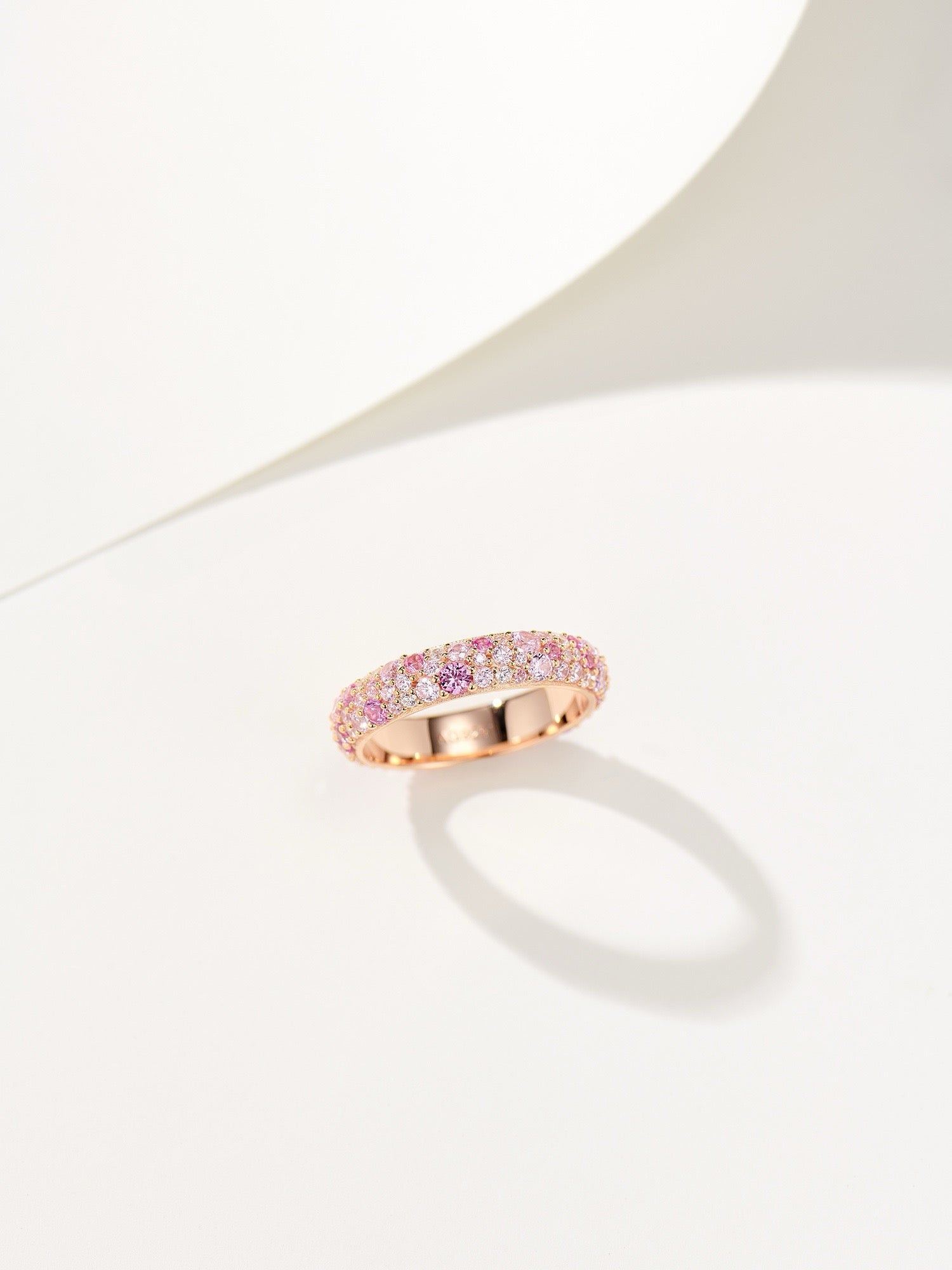 Blush Harmony: Natural Zircon Gemstone Encrusted Gold-Plated Silver Ring