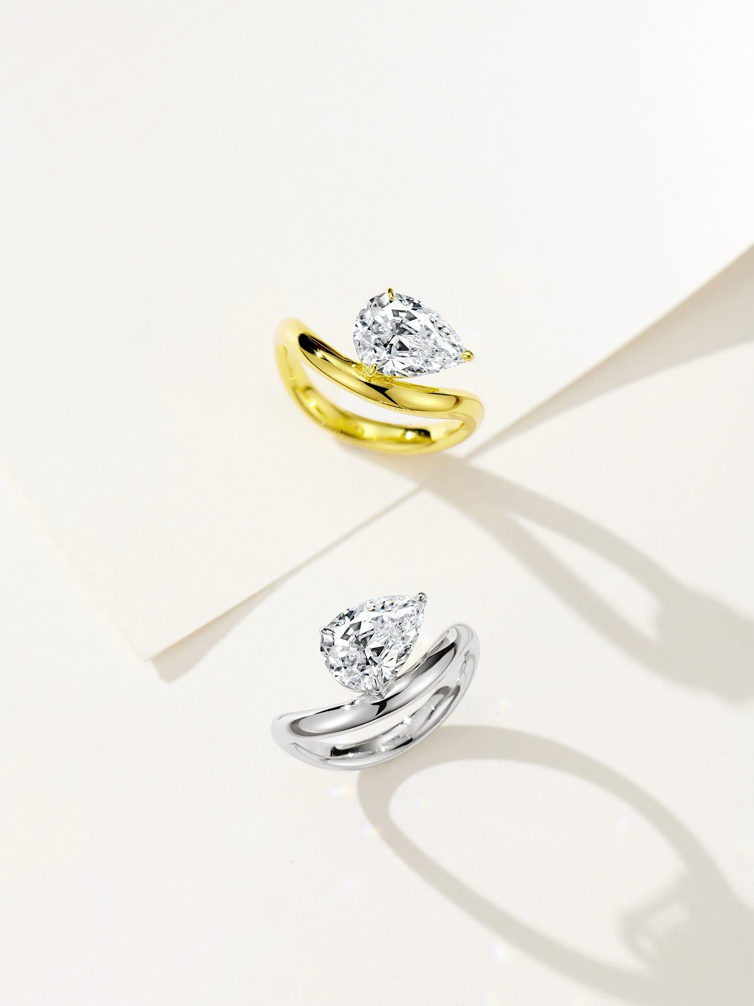Elegant Contours: Pear-Shaped Natural Zircon Set in Gold-Plated Silver Rings