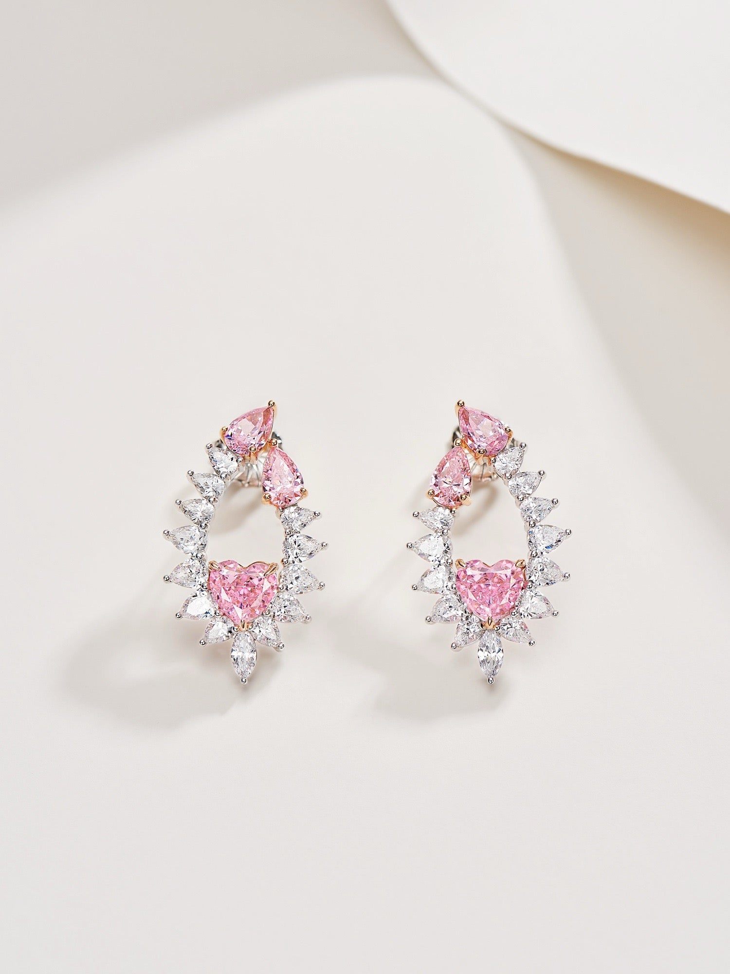 Heart's Radiance: Heart-Shaped Natural Zircon Gold-Plated Silver Earrings