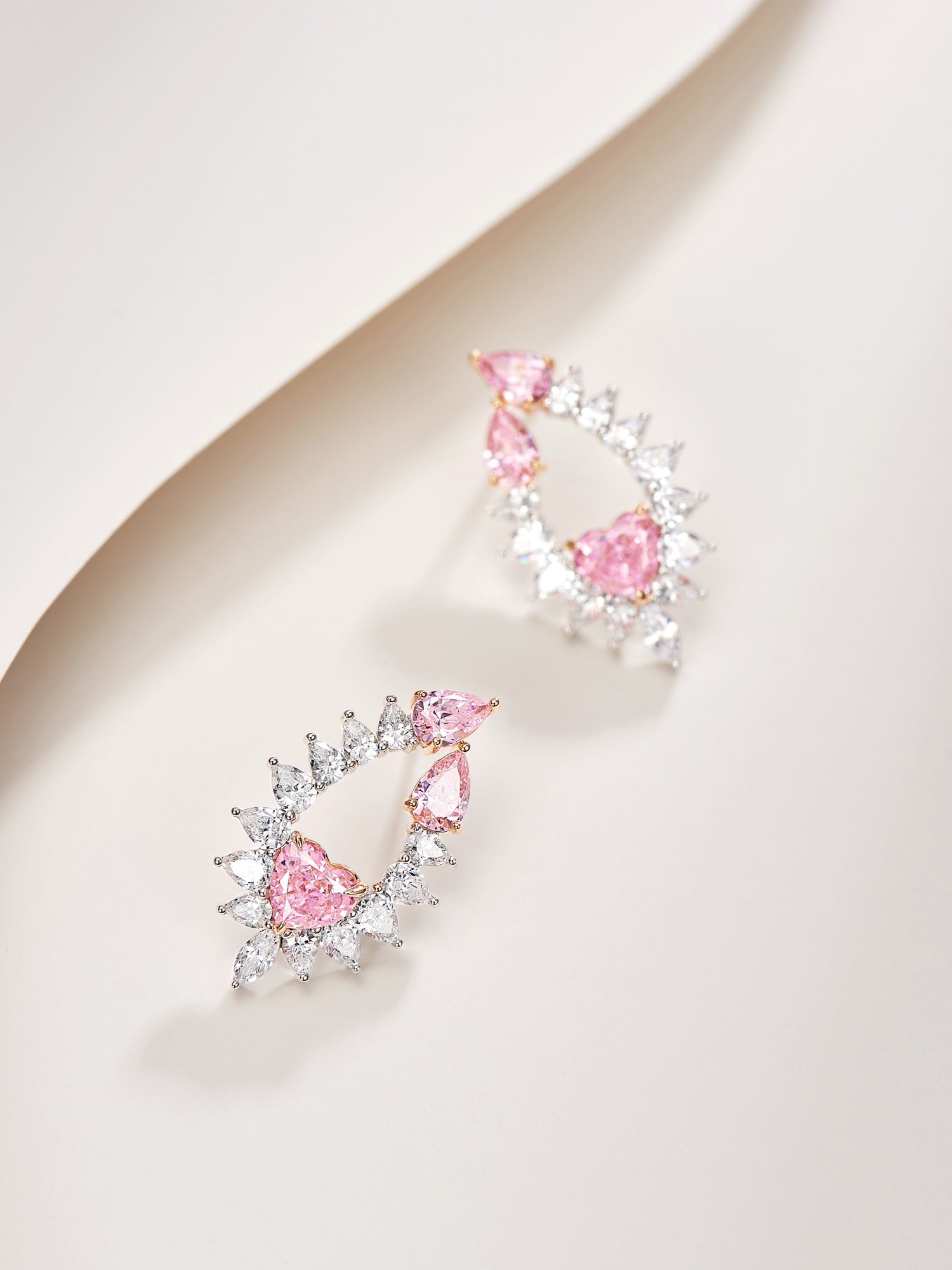 Heart's Radiance: Heart-Shaped Natural Zircon Gold-Plated Silver Earrings