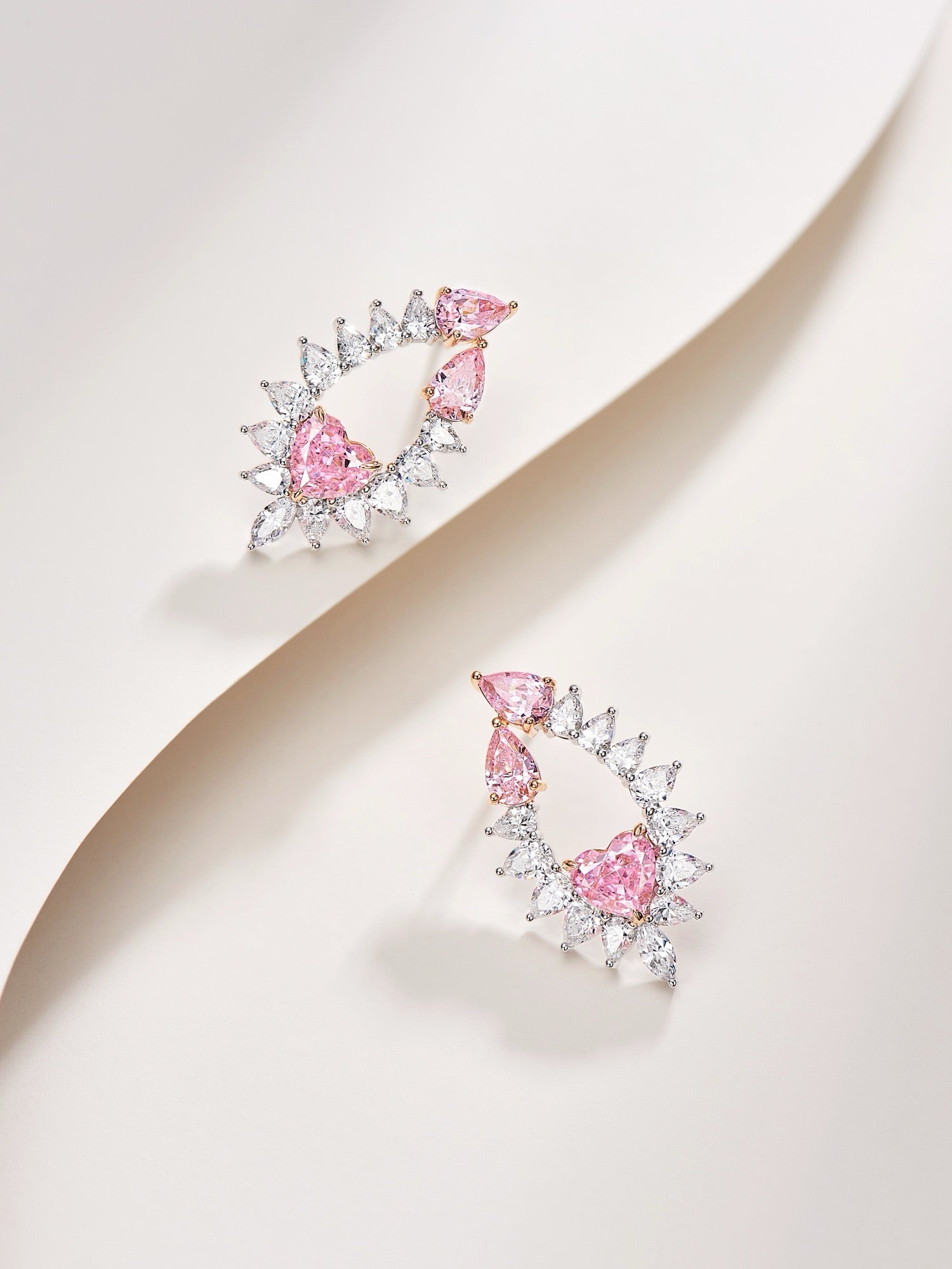 Heart's Radiance: Heart-Shaped Natural Zircon Gold-Plated Silver Earrings