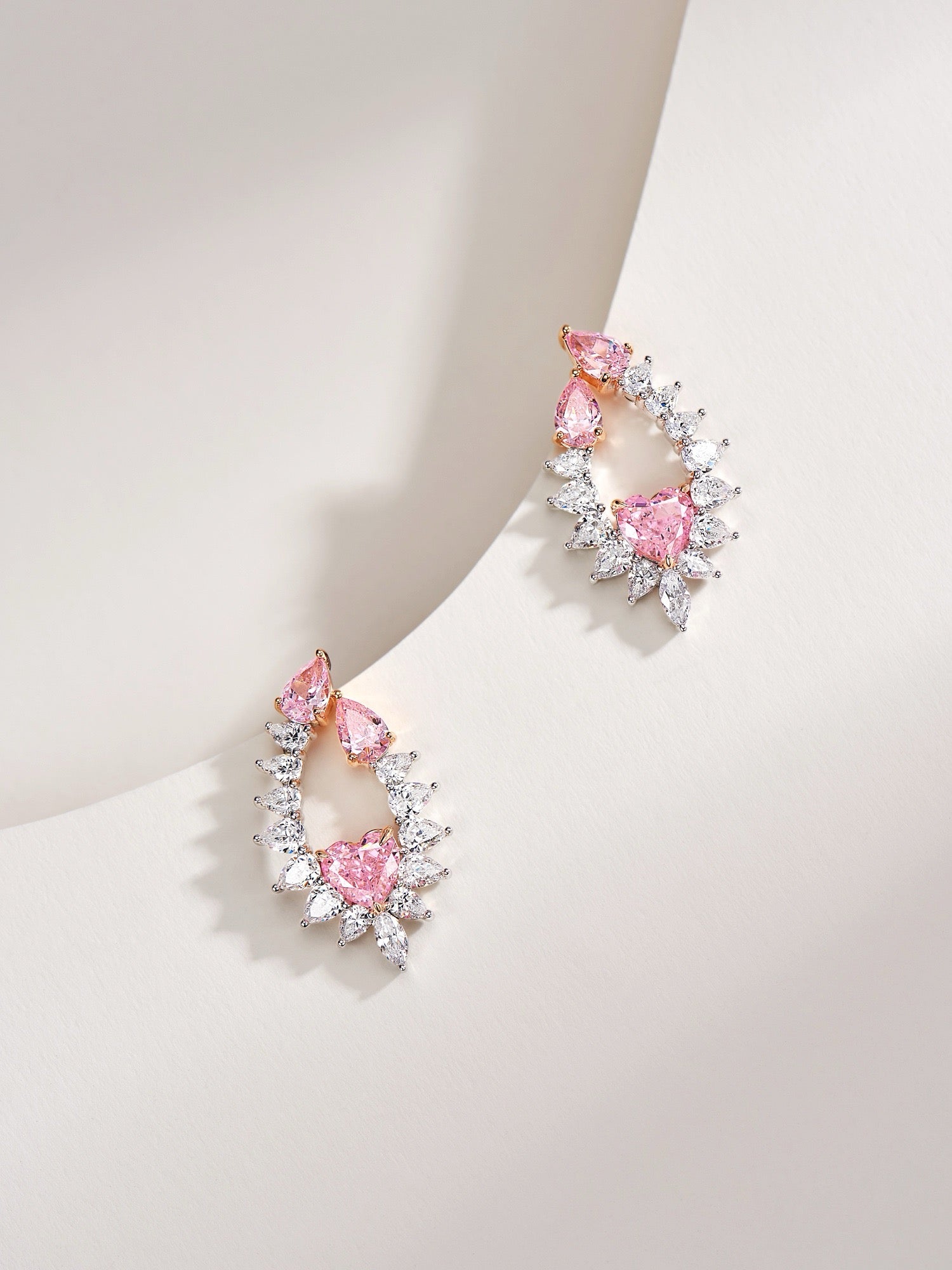 Heart's Radiance: Heart-Shaped Natural Zircon Gold-Plated Silver Earrings