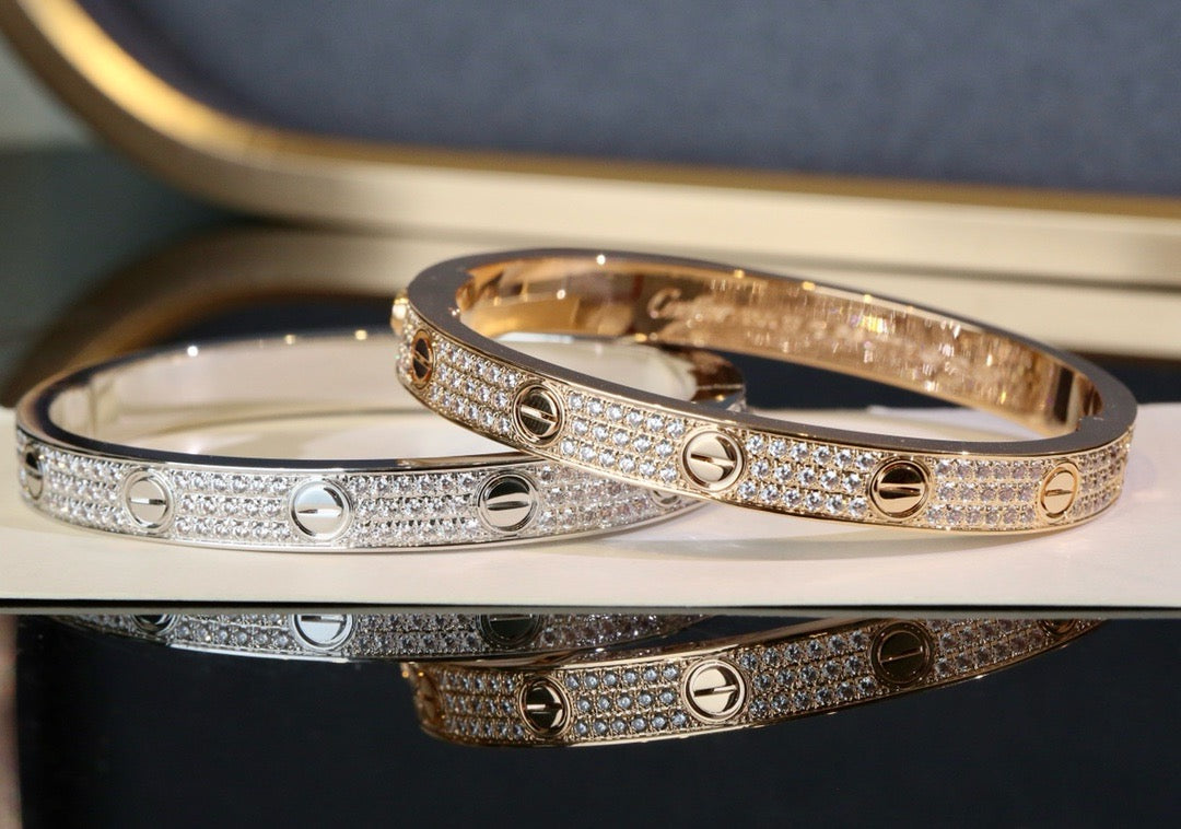 Gleaming Harmony: Zircon-Encrusted Gold-Plated Silver Bangles