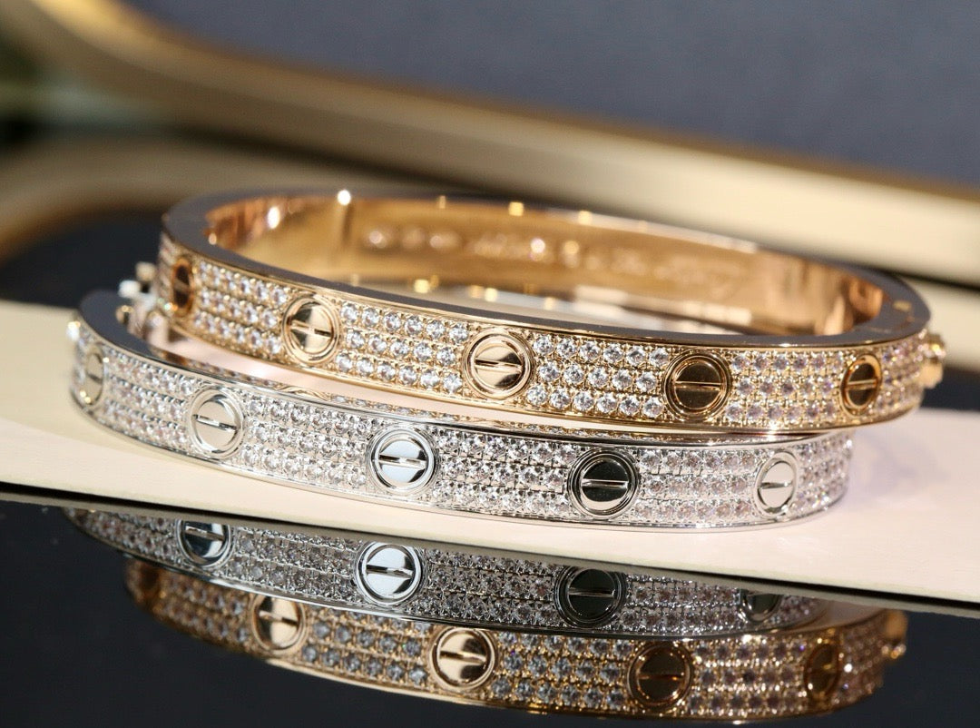 Gleaming Harmony: Zircon-Encrusted Gold-Plated Silver Bangles