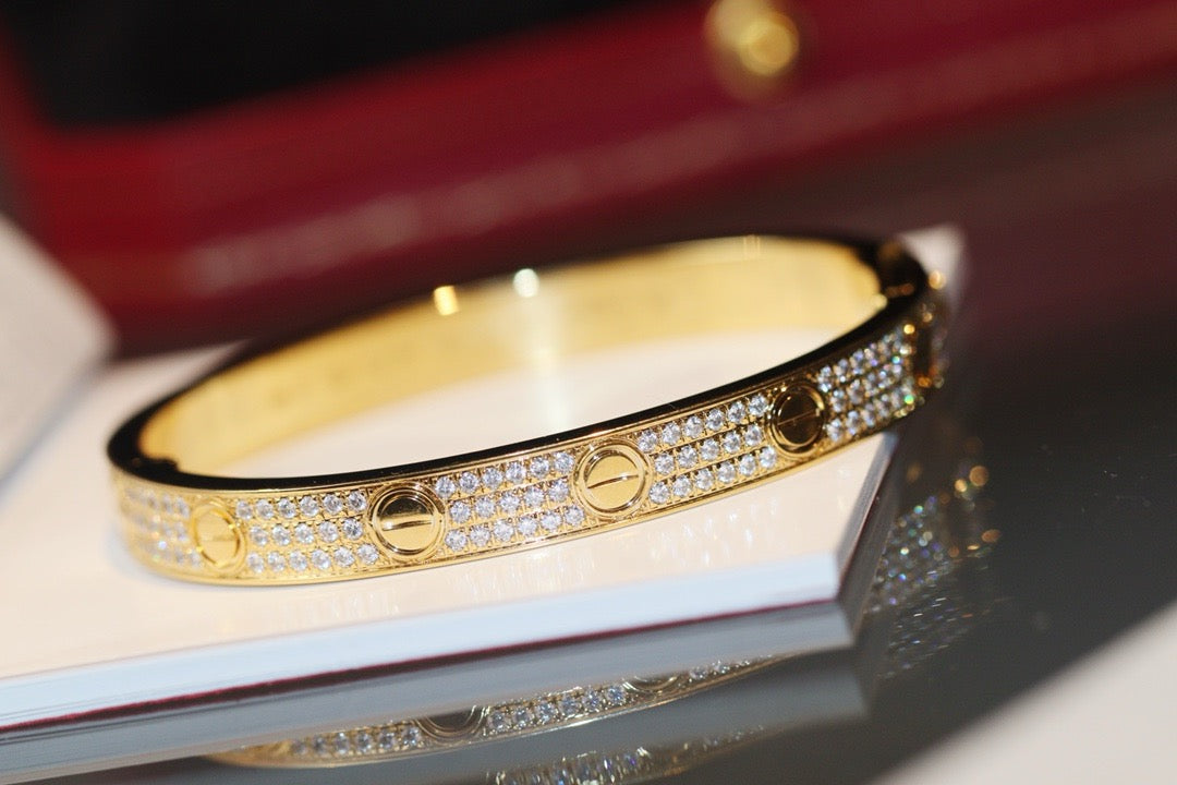 Gleaming Harmony: Zircon-Encrusted Gold-Plated Silver Bangles