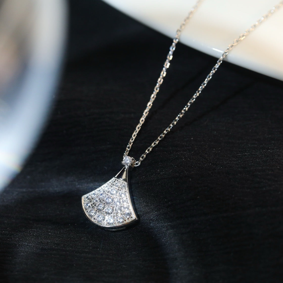 Sparkle Fan Pendant Necklace - Available in Silver and Rose Gold