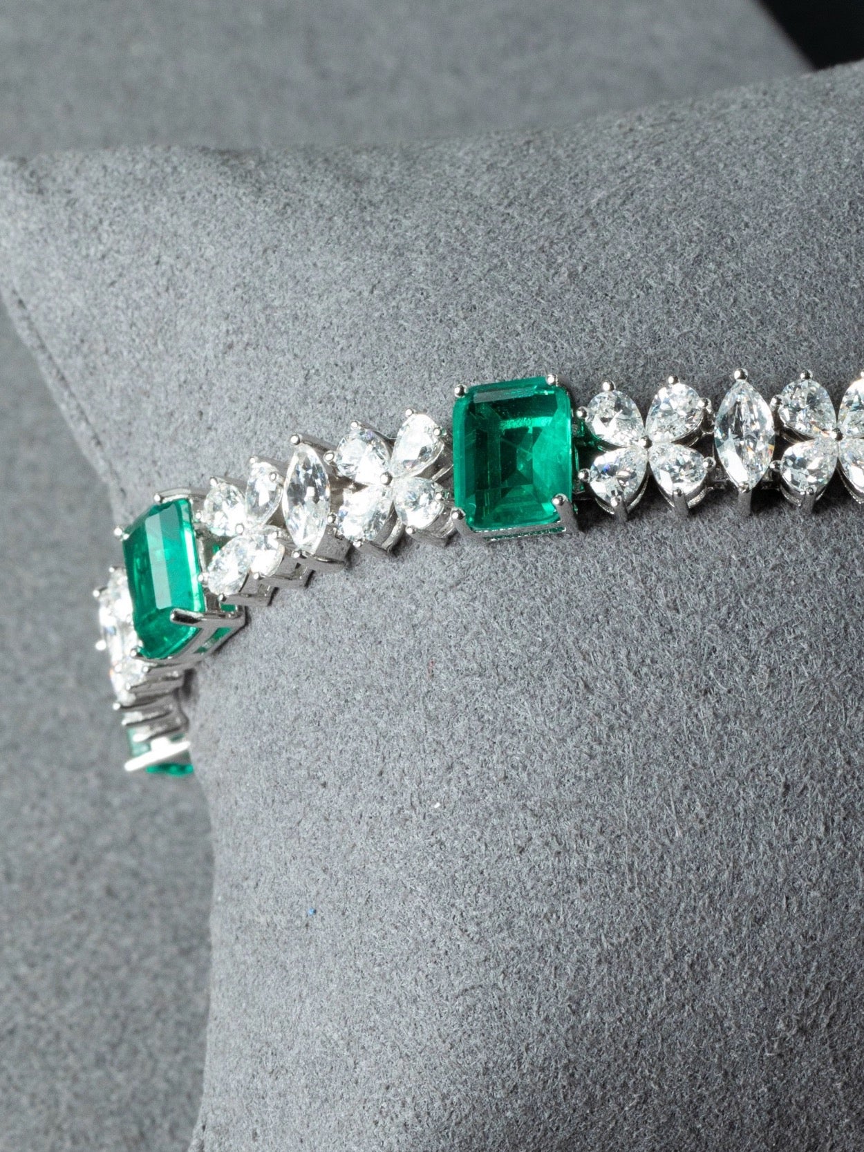 Lab-Grown Emerald Bracelet with Zircon Sparkle