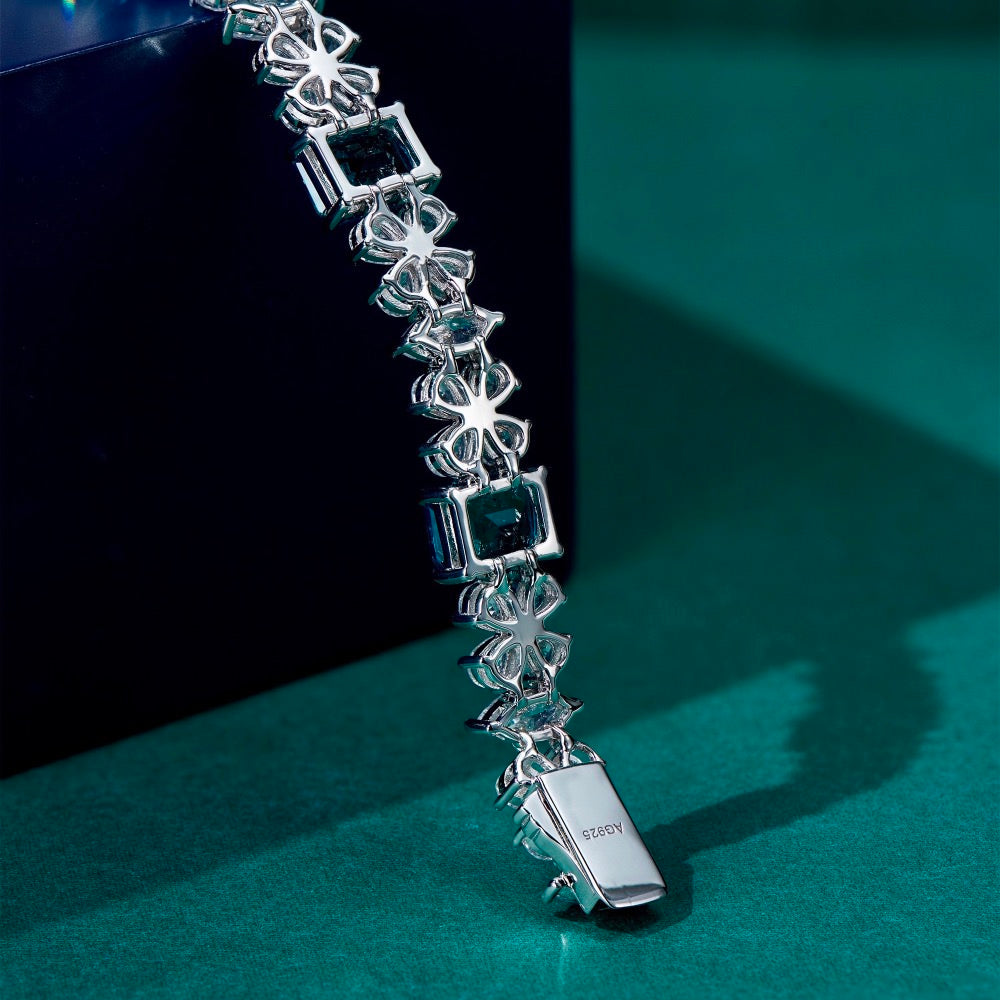 Lab-Grown Emerald Bracelet with Zircon Sparkle