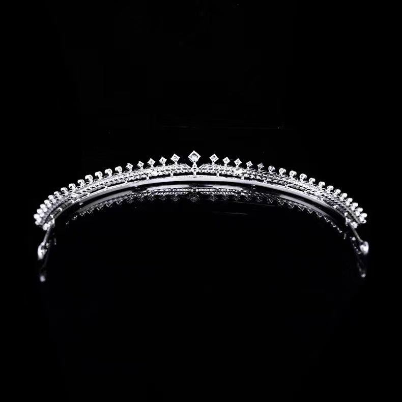 Exquisite Bridal Tiara with Natural Zircon - White Gold Plated, Elegant Wedding Headpiece - Ideal Wedding Gift